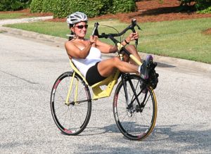 Maria riding Cruzbike Silvio recumbent