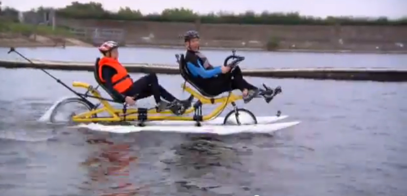 Amphibious recumbent tandem featured by The Gadget Show on Channel 5