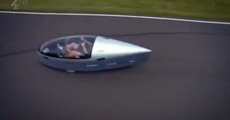 guy martin in his two seat velomobile