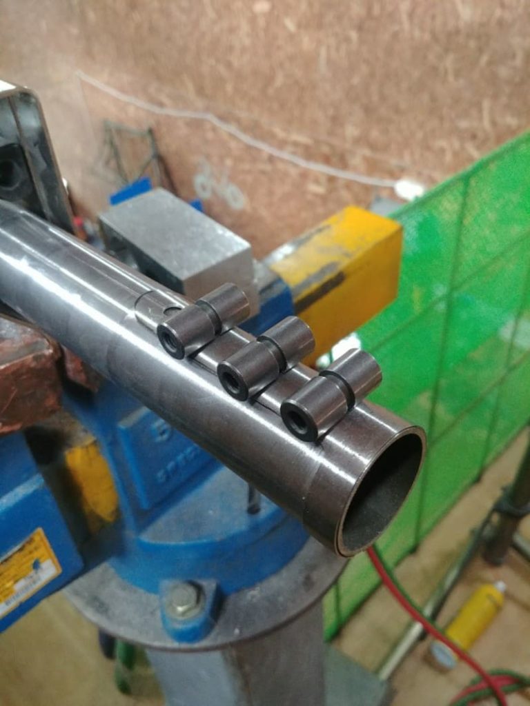 Detail of the clamp prepared for brazing to the main tube