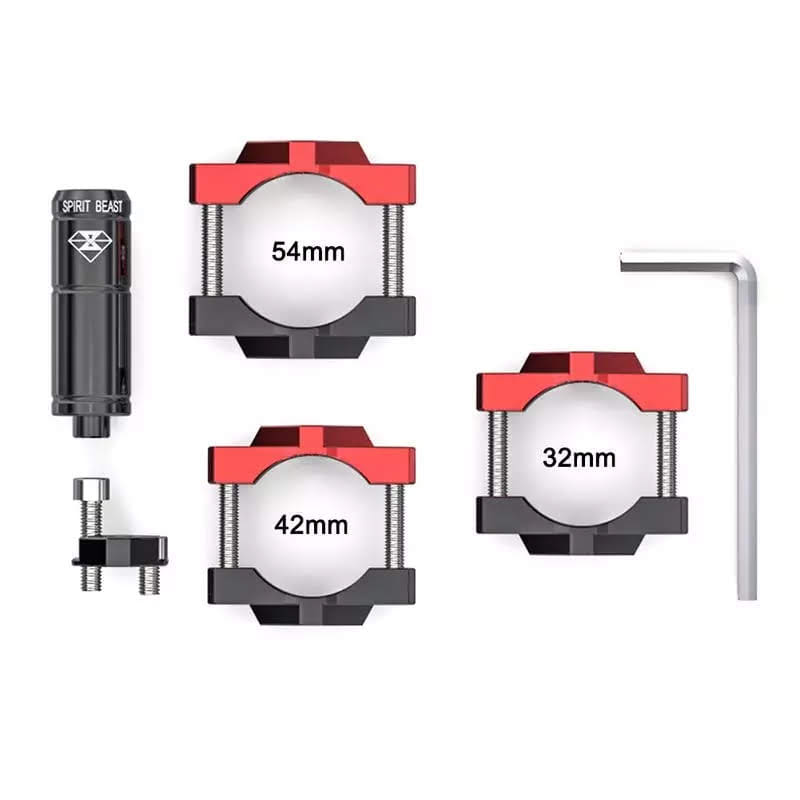 Widely available motorcycle handlebar clamps to be used as a seat clamp