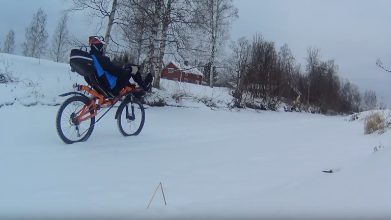 Riding on a thin ice on a recumbent in Finland