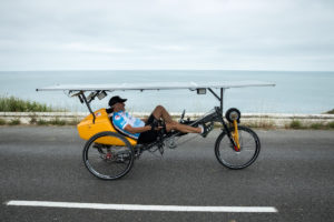 Recumbent trike with serial hybrid drive train