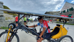 Bernard and his solar trike in Pyrenees