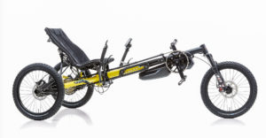 Delta trike from HASE has under seat steering with indirect linkage system
