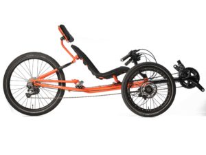 Recumbent trike for riding on tarmac roads