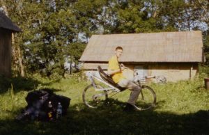 Sjaak Bloemberg on his homebuilt alu recumbent