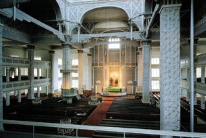 The interior of the wooden church