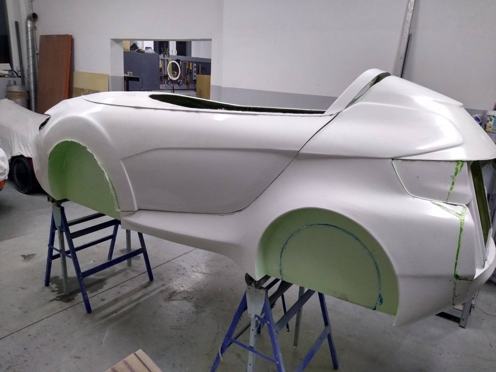 Side view of the four-wheel-velomobile