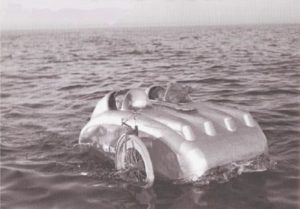 Biking across the sea in an amphibious velomobile