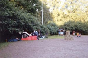 Camping at the children playground in Helsinki