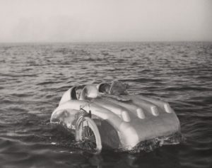 Biking across the sea in an amphibious velomobile