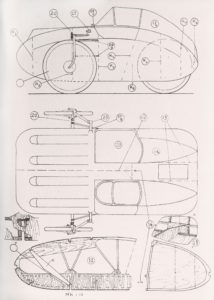 Blueprint of the two-seat amphibian velomobile from Finland