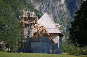 New church in Theth village was under construction in 2006