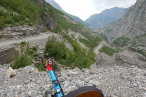 Even going downhill is challenging in Albania