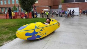 Jim and his first flaming eyeball velomobile - The Velomobiel.nl Quest