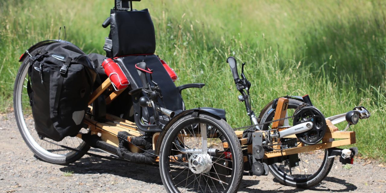 homebuilt recumbent trike from wood and hemp