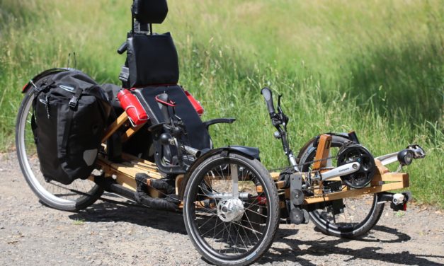 homebuilt recumbent trike from wood and hemp