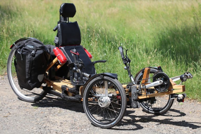 homebuilt wooden recumbent trike