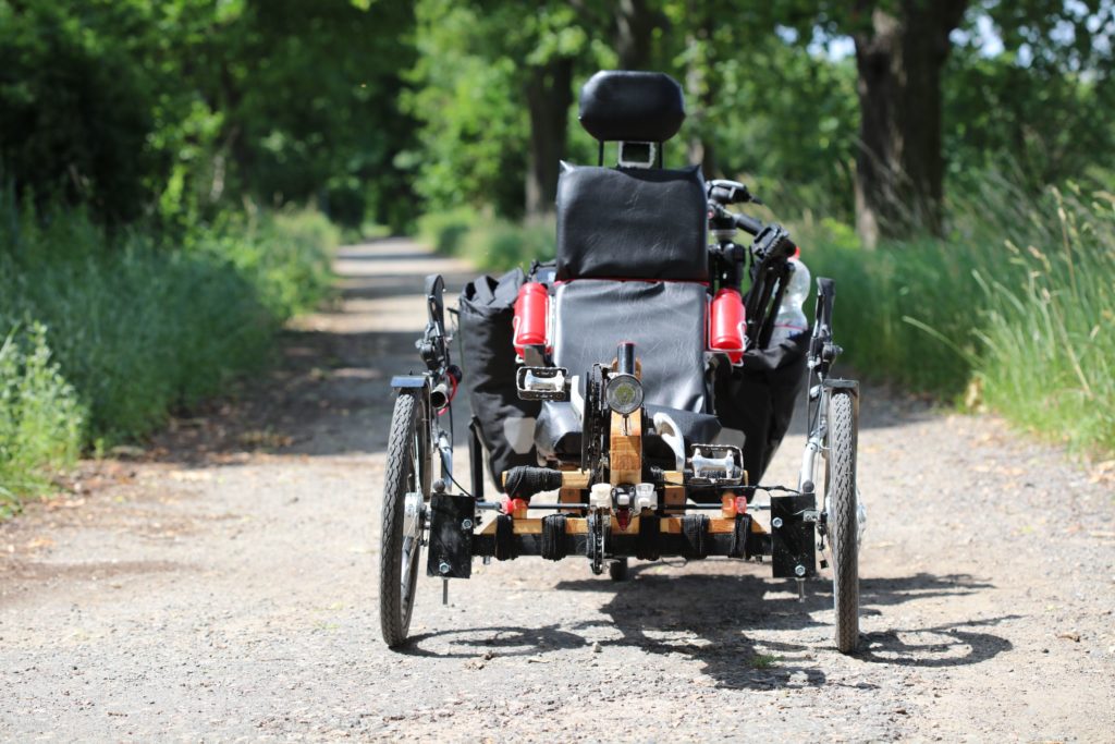 front view of the wooden trike