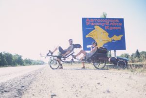 Entering Crimea from mainland Ukraine by bike