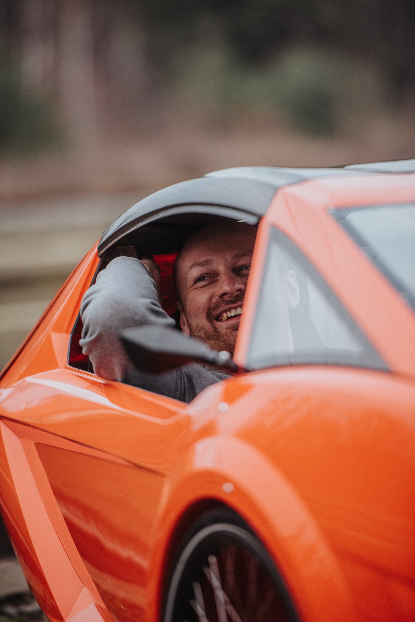 Sitting in the velomobile