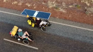 radu and irina riding on AZUB recumbent trikes across Australia