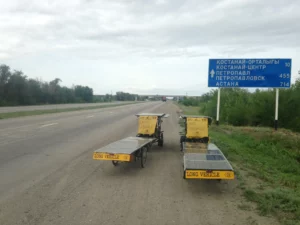 The first road sign announcing that Astana is literally around the corner.
