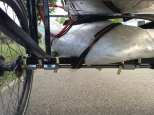 We used the threaded rod as a temporary axle, which eventually made it all the way to Astana.