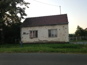 The remnants of the war in the Balkans are still evident here.