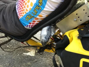 Cooling down the motor controller by wet socks packed in a plastic bag