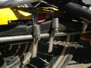 We didn't trust the repair from Atyrau, so it was back to threaded rods and hose clamps