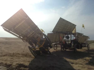 The tilting of the solar panels slowly stops working, so in some cases we tilt the whole trike