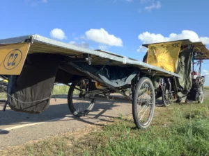 We dry the sleeping bags on the trailer