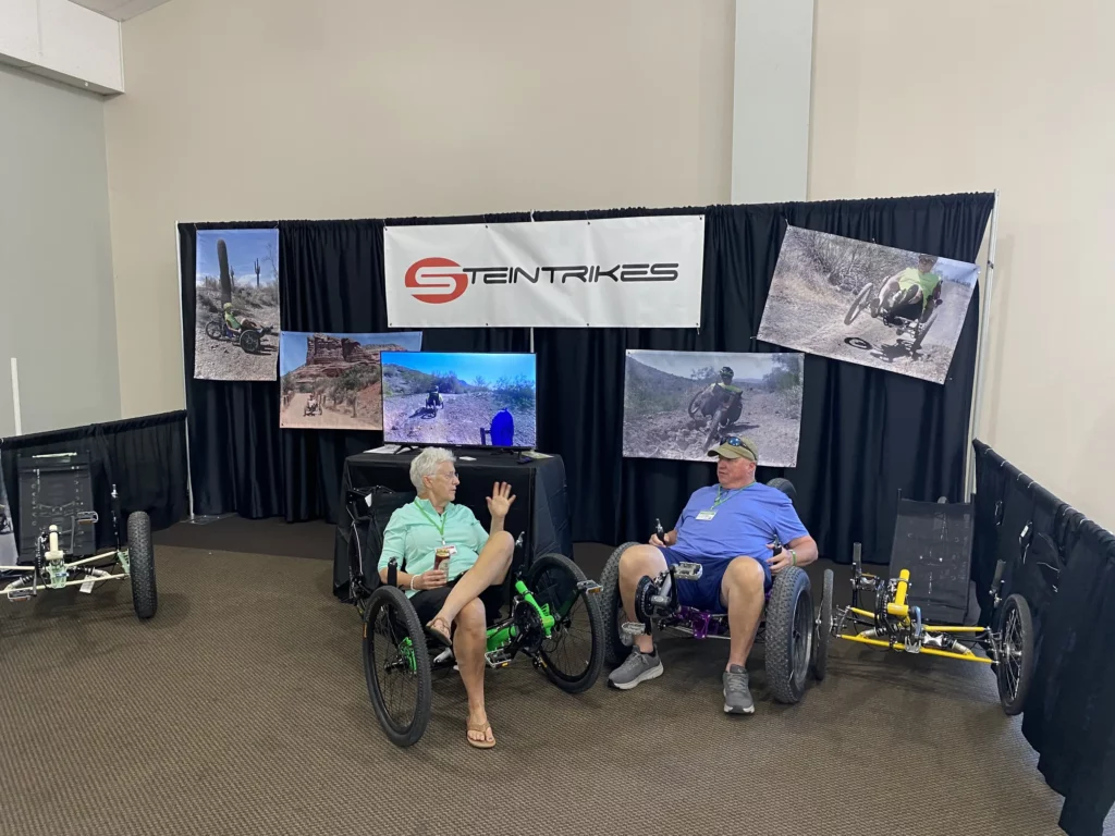 Steintrikes was showing its new version of the Wild One off-road trike, with all three 24" wheels, plus their other models, of course.
