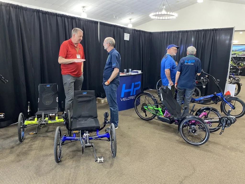 HP Velotechnik showed off its new Delta TX trike, as well as a fast version of the Speedmachine S-Pedelec electric bike.
