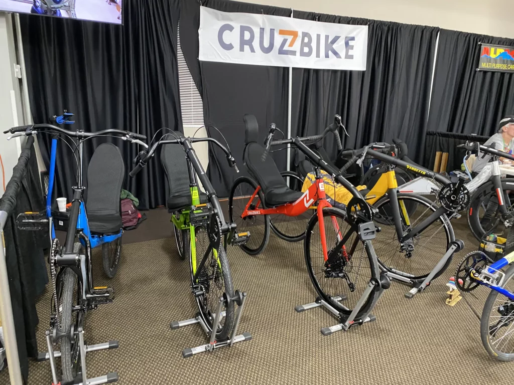 I was very happy that Cruzbike finally made the decision and had a booth at the show. The maker of very fast recumbent bikes with a dynamic boom technology may not have been represented by people directly from the company, but there were plenty of bikes on display and visitors were able to test them out. 
