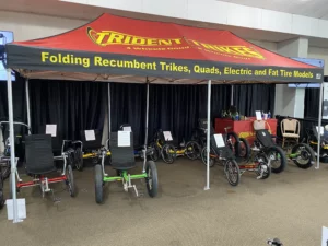 Trident traditionally had a big booth and many cycles to test. From the biggest ones in the form of a quad with fat tyres to the new Half-pint.