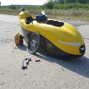puncture while turing with a velomobile