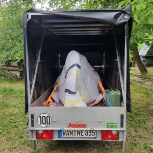loaded molds in a trailer