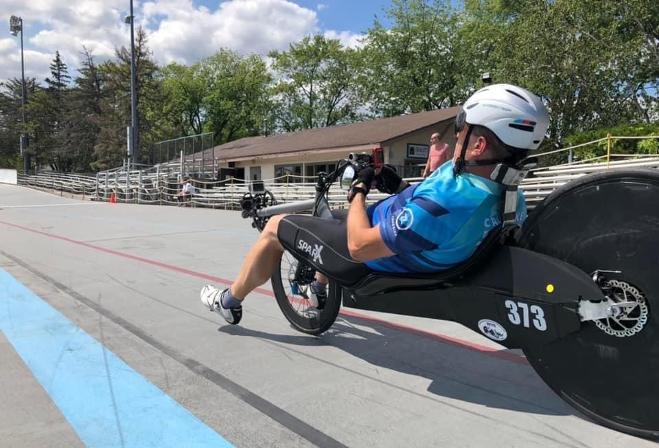 Rob at the Northbrook velodrome