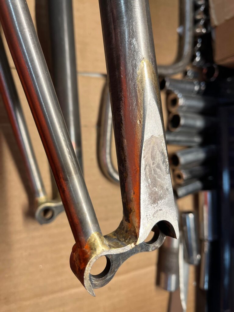 beautiful detail of the home built recumbent frame