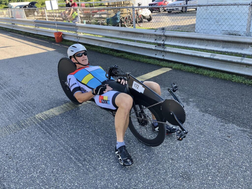 Rober Lloyd and his crom-moly DIY recumbent bike