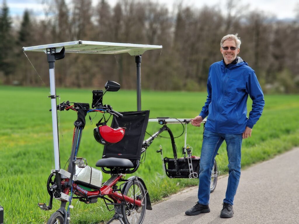 Rather old HP Velotechnik Spirit transformed into a solar powered bicycle