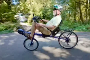 patric franz test riding and reviewing the baccjetta bronto e-assist recumbent bike