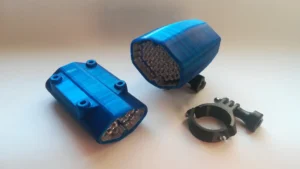 The 3D printed shells of lights visible