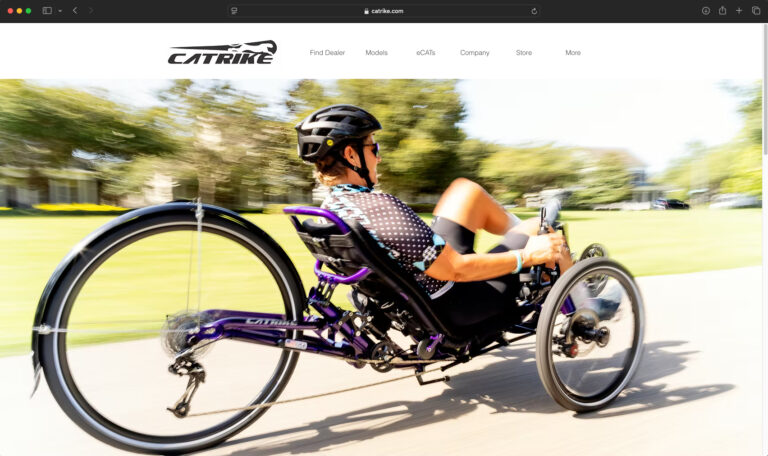 Screenshot of the new website of Catrike
