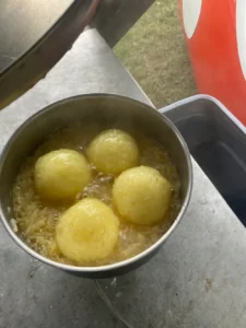 Central European meal in one pot (dumplings with sauerkraut)